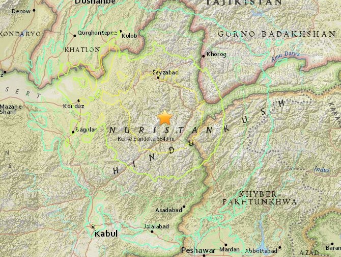 В северной части Пакистана произошло мощное землетрясение магнитудой 7,7