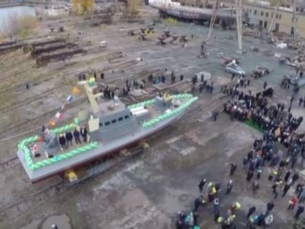 В Киеве спустили на воду катер серии "Гюрза-М" для ВМС Украины. Видео
