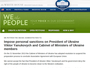В США петиция о санкциях против Януковича уже набрала более 50 тысяч подписей