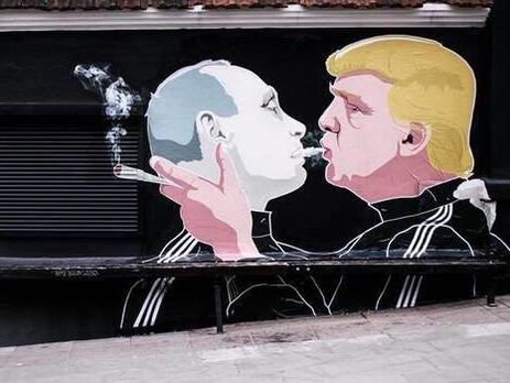 В Вильнюсе появилось новое граффити с изображением Путина и Трампа