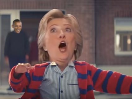 В сети появился пародийный ролик о собаке-Трампе и девочке-Клинтон. Видео