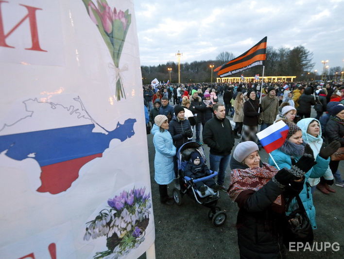 Мешканці Грозного заявили, що їх примусили брати участь у мітингу з нагоди третьої річниці анексії Криму