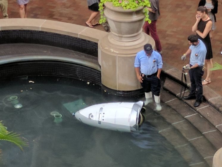 ﻿У фонтані торгового центру США втопився робот-охоронець