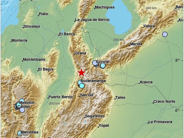 В Колумбии произошло землетрясение магнитудой 5,7