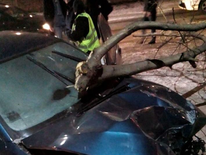 У Борисполі нетвереза жінка-водій збила електроопору й дерево, намагаючись утекти від переслідування поліцейських