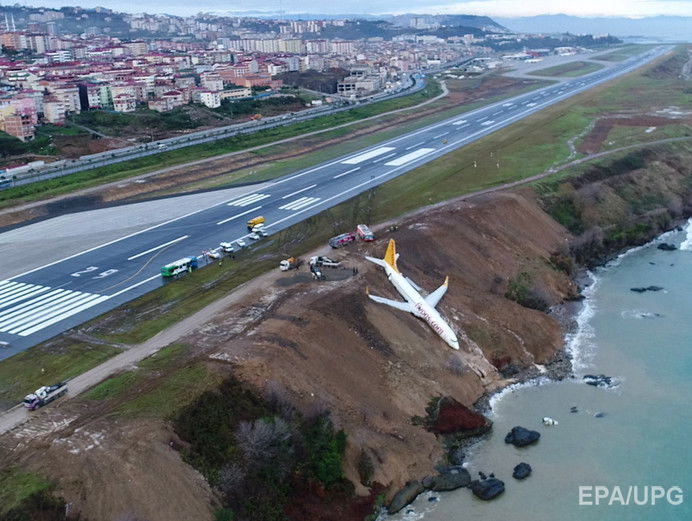Пілоти літака, який ледь не впав у море в турецькому Трабзоні, повідомили, що причиною аварії стали неполадки у двигуні