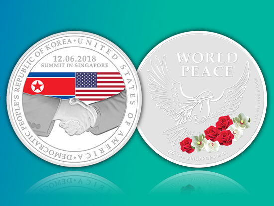В Сингапуре выпустили памятные монеты в честь встречи Трампа и Ким Чен Ына