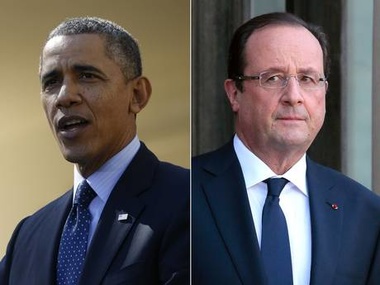 Олланд и Обама возложили венки к мемориалу в Нормандии