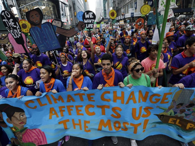 Марш борьбы с переменами климата в Нью-Йорке собрал 400 тысяч участников