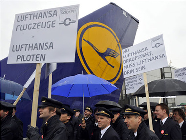 В аэропорту Франкфурта-на-Майне завтра отменят рейсы из-за забастовки пилотов Lufthansa