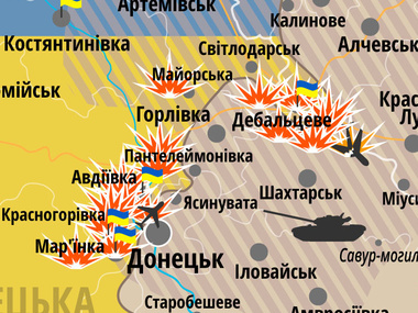 СНБО: Боевики атаковали силы АТО в районе Дебальцево, Счастья и Донецка