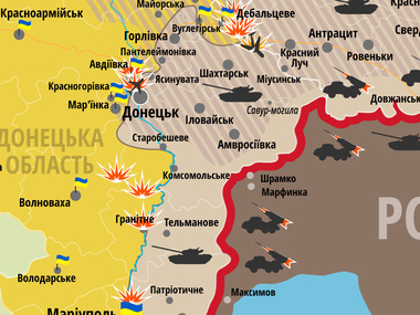 Карто АТО: Террористы снизили активность, но продолжают атаковать в Донецкой области