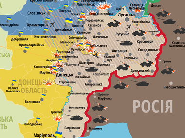 Карта АТО: Боевики наседают на силы АТО на донецком, дебальцевском и луганском направлении
