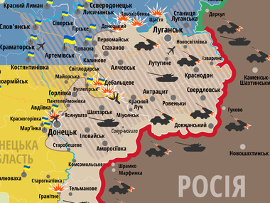 Карта АТО: Боевики не прекращают огонь по позициям сил АТО