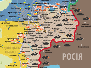 Карта АТО: Террористы пытаются выдавить украинских силовиков из зоны АТО