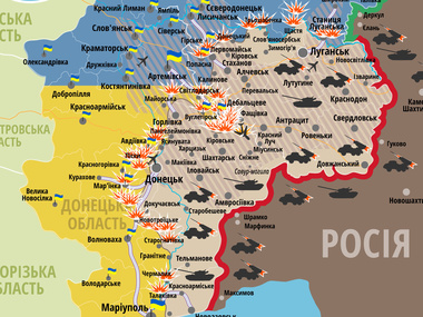 Карта АТО: Боевики продолжают стягивать силы к Дебальцево и Мариуполю