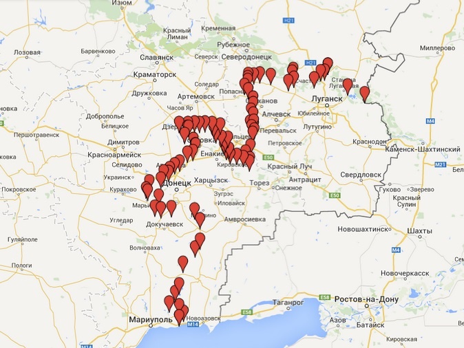 Проект границы районов Донбасса с особым порядком местного самоуправления. Карта
