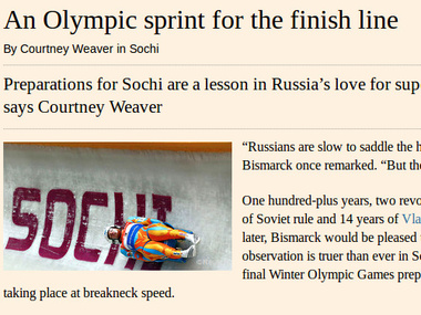 Financial Times: Кремль жаждет показать свой триумф в Сочи вопреки страданиям граждан