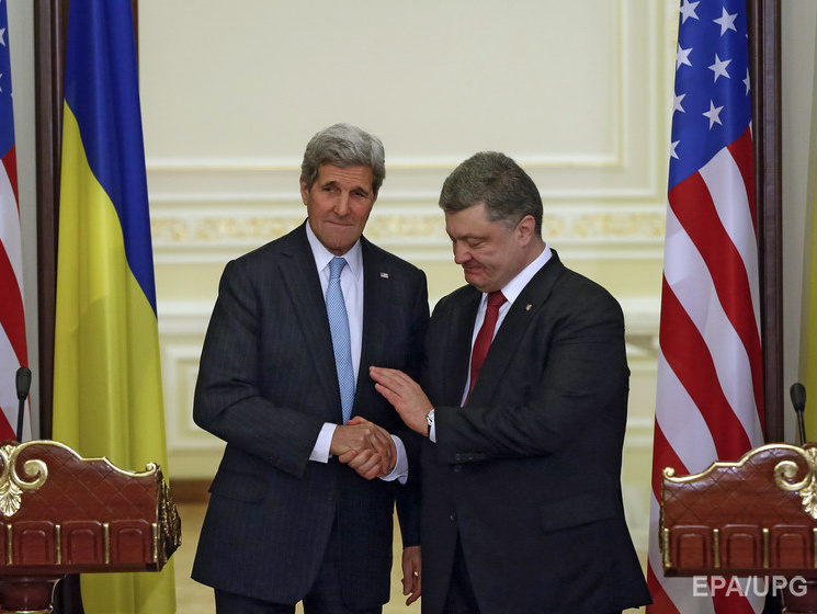 Порошенко и Керри договорились о дальнейшей координации совместных усилий вокруг Донбасса и Крыма