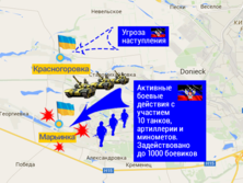 Наступление боевиков под Марьинкой. Карта