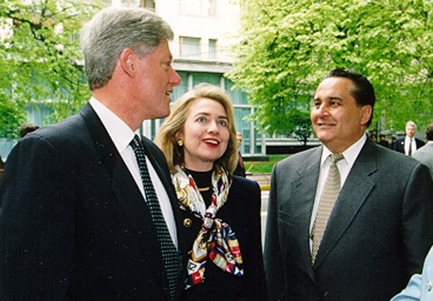 Марчук с супругами Биллом и Хиллари Клинтон в Киеве. Фото: bulvar.com.ua