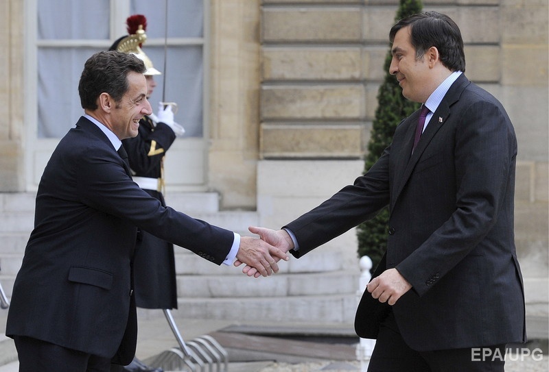 Bстреча президентов Франции и Грузии Николя Саркози и Михаила Саакашвили в Париже, 13 ноября 2008 года. Фото: EPA