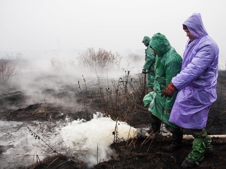 Вокруг Киева продолжают тушить тлеющие торфяники. Фоторепортаж