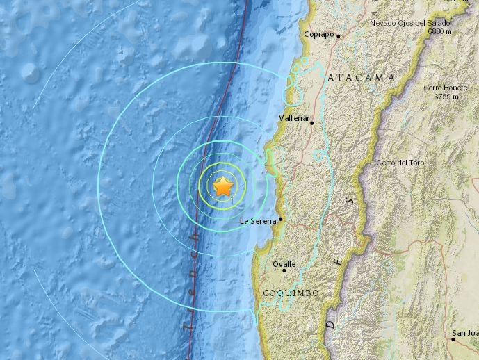 У берегов Чили произошло два мощных землетрясения
