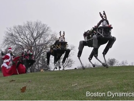 Компания Boston Dynamics запрягла в сани Санта-Клауса роботов. Видео