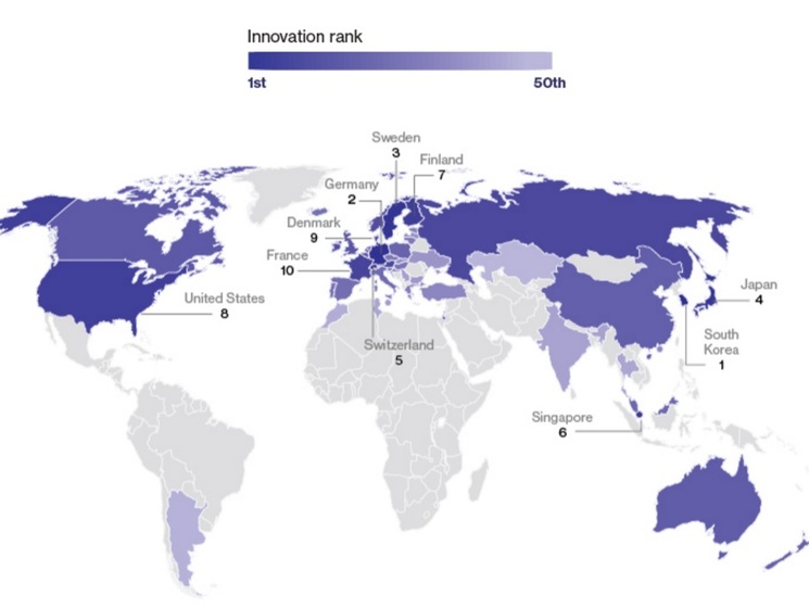 Bloomberg: Украина заняла 41-е место среди самых инновационных экономик