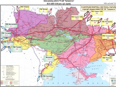 Карта газотранспортной системы украины