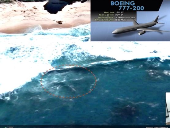 Уфолог обнаружил контур пропавшего малайзийского Boeing 777, изучая на карте Google Мыс Доброй Надежды. Видео