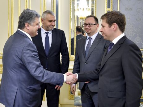 Адвокаты Савченко на встрече с президентом Порошенко (слева направо): Фейгин, Полозов и Новиков