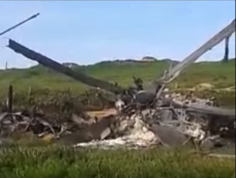 Кадр с места падения сбитого в Нагорном Карабахе азербайджанского вертолета Ми-24