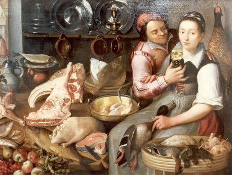 Одна из найденных картин. "Пьеса на кухне" художника Флориса ван Шутена, 17 век