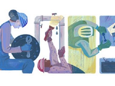 Google представил дудл, посвященный Первомаю