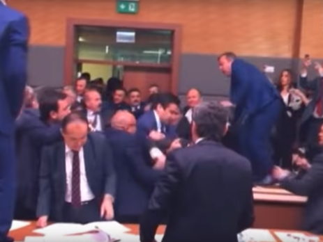 В турецком парламенте произошла массовая драка депутатов. Видео