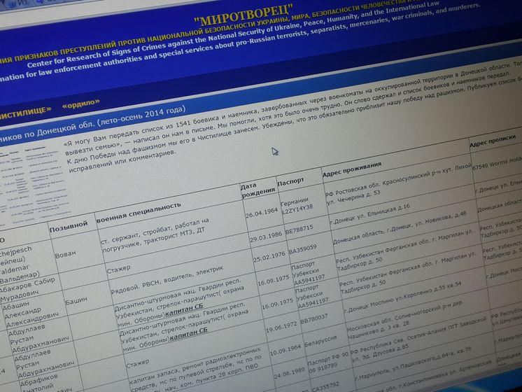 Житель оккупированной территории передал сайту "Миротворец" список личных данных 1500 боевиков