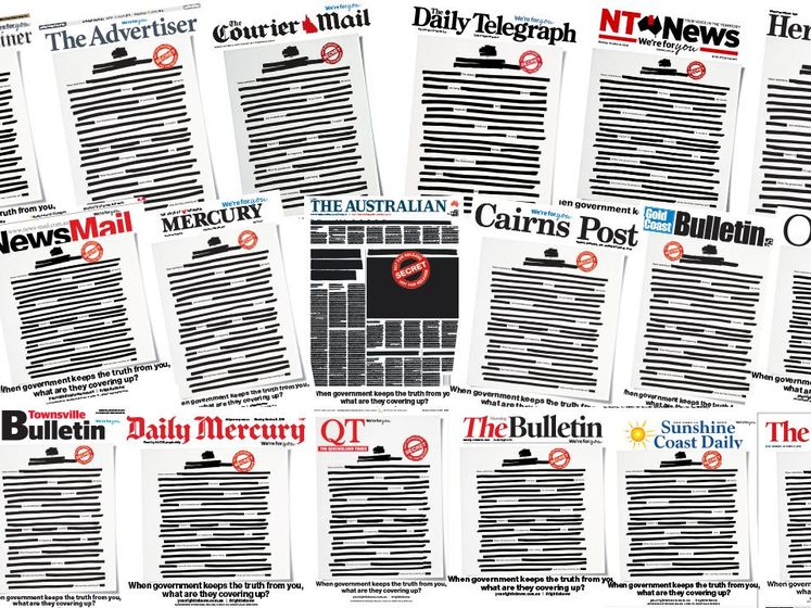 ﻿Австралійські газети вийшли із чорними першими шпальтами на знак протесту проти законів про нацбезпеку