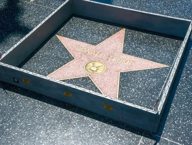 Звезду Трампа на голливудской Аллее славы оградили "стеной" с колючей проволокой