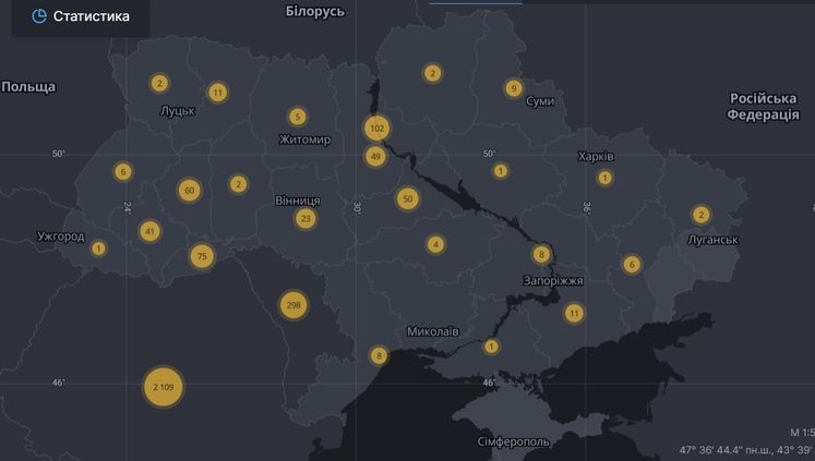 В СНБО создали карту распространения коронавируса в мире и в Украине 