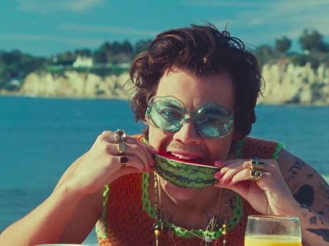 Watermelon Sugar. Гарри Стайлз в ролике окружил себя девушками на морском берегу. Видео