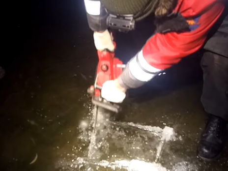 В Киеве разрезали лед на озере, чтобы спасти черепах. Видео