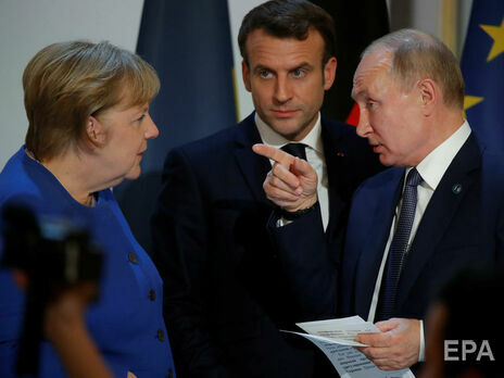 Разговор (слева направо) Меркель, Макрона и Путина анонсировали 29 марта