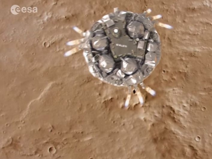 ESA опубликовало визуализацию грядущей посадки марсианского зонда. Видео