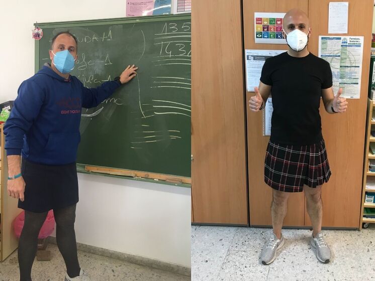 В Іспанії чоловіки-вчителі прийшли на роботу у спідницях. Так вони відреагували на цькування дітей у школі за одяг