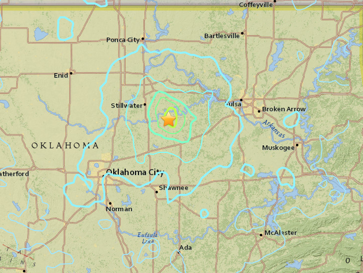 В Оклахоме произошло землетрясение магнитудой 5