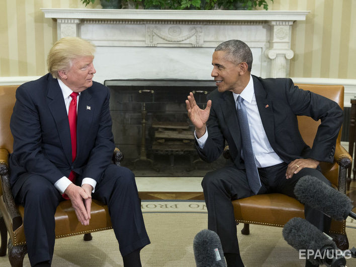 "Просидели полтора часа, а могли бы и дольше". Обама и Трамп встретились в Белом доме. Видео