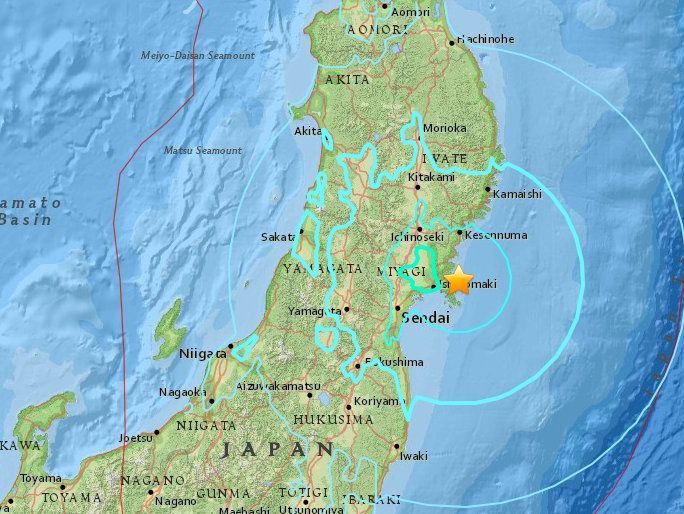 Возле берегов Японии произошло мощное землетрясение