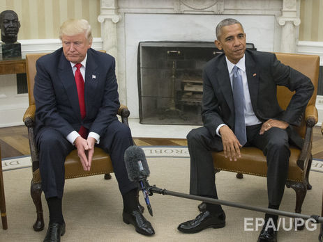 Трамп (на фото слева) на встрече с Обамой (на фото справа) выглядел очевидно озадаченным, отметил публицист Шендерович